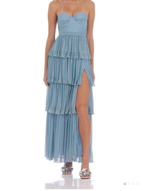 celestina maxi dress in shimmer green Green Shimmery Nights Maxi Dress